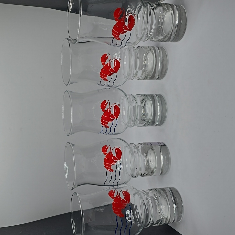 Libbey Lobster Hurricane Beer Glass Vintage Set of 5